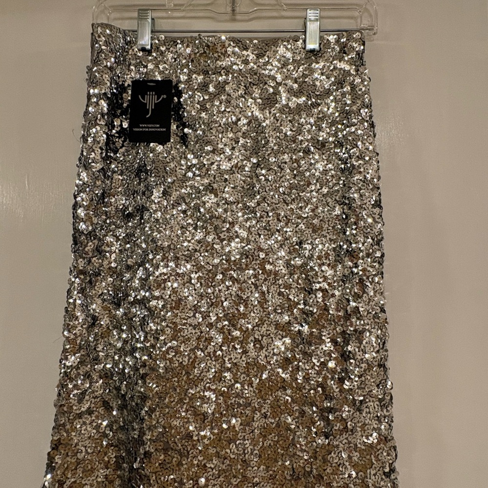 Silver Sequin Pencil Skirt